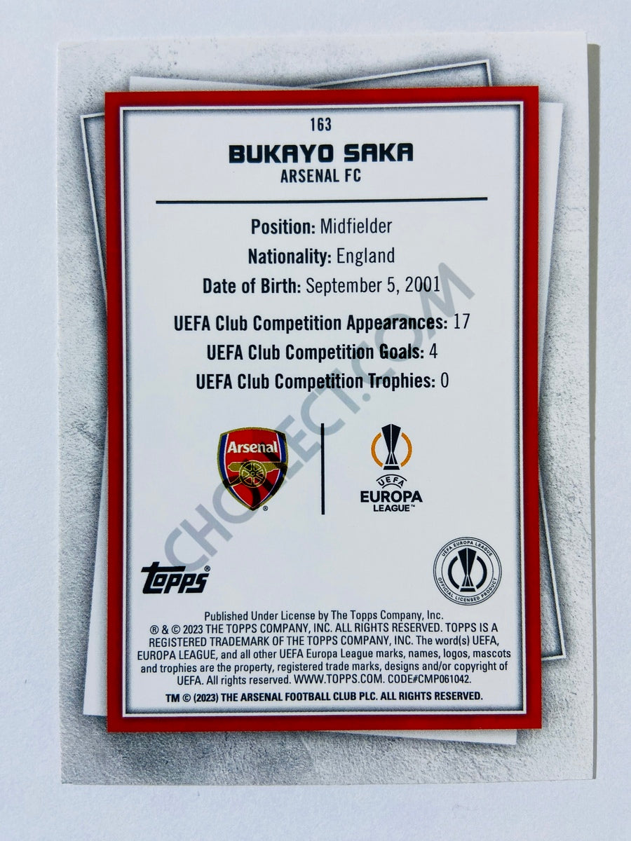 Bukayo Saka - Arsenal 2022-23 Topps UEFA Superstars Common Yellow Parallel #163