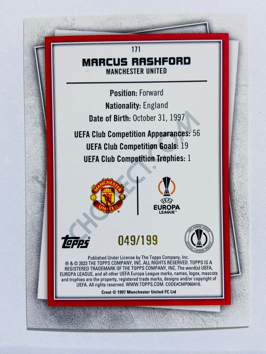 Marcus Rashford - Manchester United 2022-23 Topps UEFA Superstars #171 Super Rare Parallel | 049/199