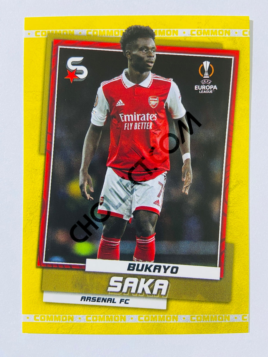 Bukayo Saka - Arsenal 2022-23 Topps UEFA Superstars Common Yellow Action Image Variation #163