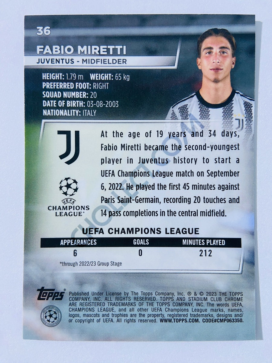 Fabio Miretti - Juventus 2022-23 Topps Stadium Club Chrome UEFA Club Competitions #36