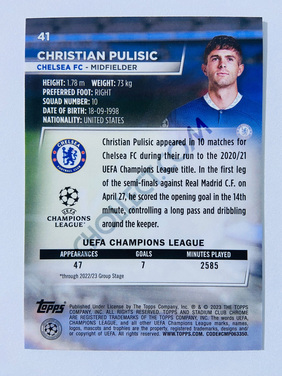 Christian Pulisic - Chelsea FC 2022-23 Topps Stadium Club Chrome UEFA Club Competitions #41