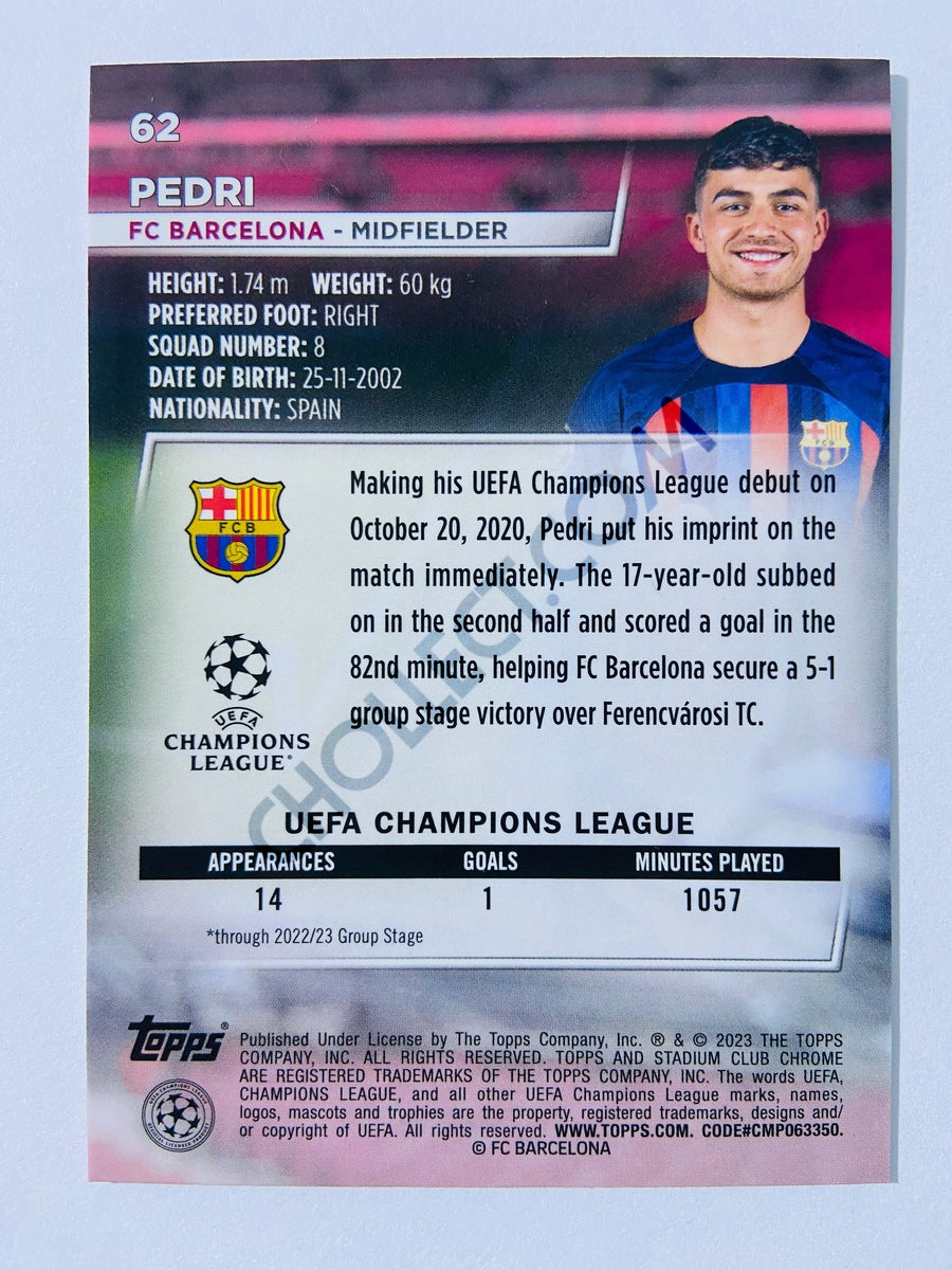 Pedri - FC Barcelona 2022-23 Topps Stadium Club Chrome UEFA Club Competitions #62