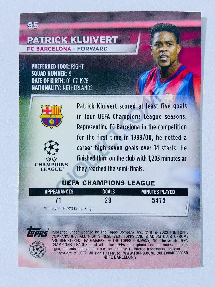 Patrick Kluivert - FC Barcelona 2022-23 Topps Stadium Club Chrome UEFA Club Competitions #95