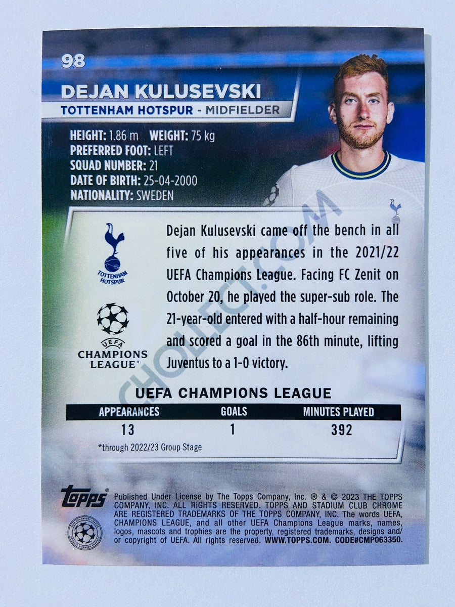 Dejan Kulusevski - Tottenham Hotspur 2022-23 Topps Stadium Club Chrome UEFA Club Competitions #98