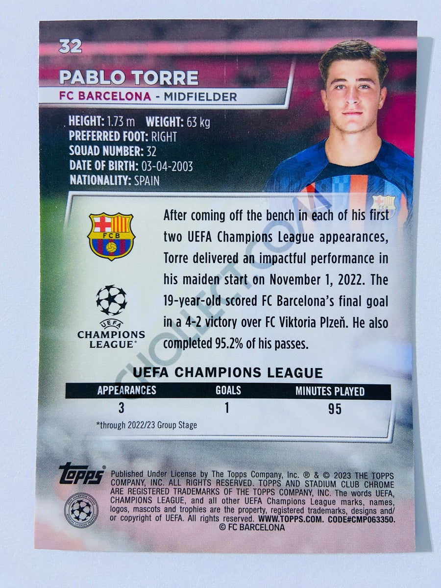 Pablo Torre - FC Barcelona 2022-23 Topps Stadium Club Chrome UEFA Club Competitions RC Rookie #32