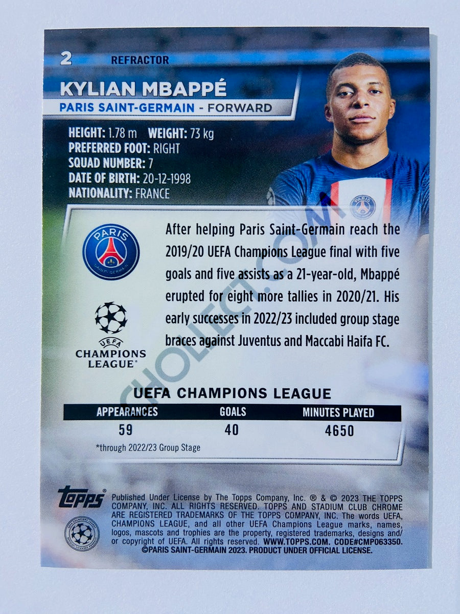 Kylian Mbappé - Paris Saint-Germain 2022-23 Topps Stadium Club Chrome UEFA Club Competitions Refractor #2