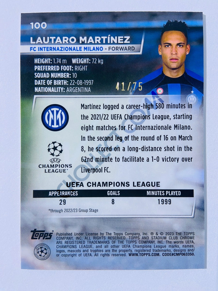 Lautaro Martínez - FC Internazionale Milano 2022-23 Topps Stadium Club Chrome UEFA Club Competitions #100 Sepia Prism Parallel /75