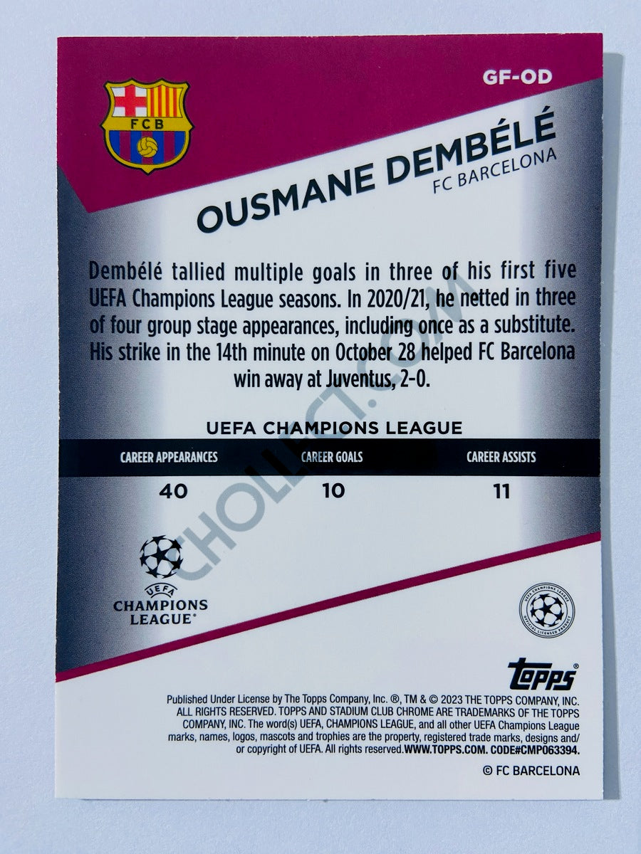 Ousmane Dembélé - FC Barcelona 2022-23 Topps Stadium Club Chrome UEFA Club Competitions Goal Force Insert #GF-OD
