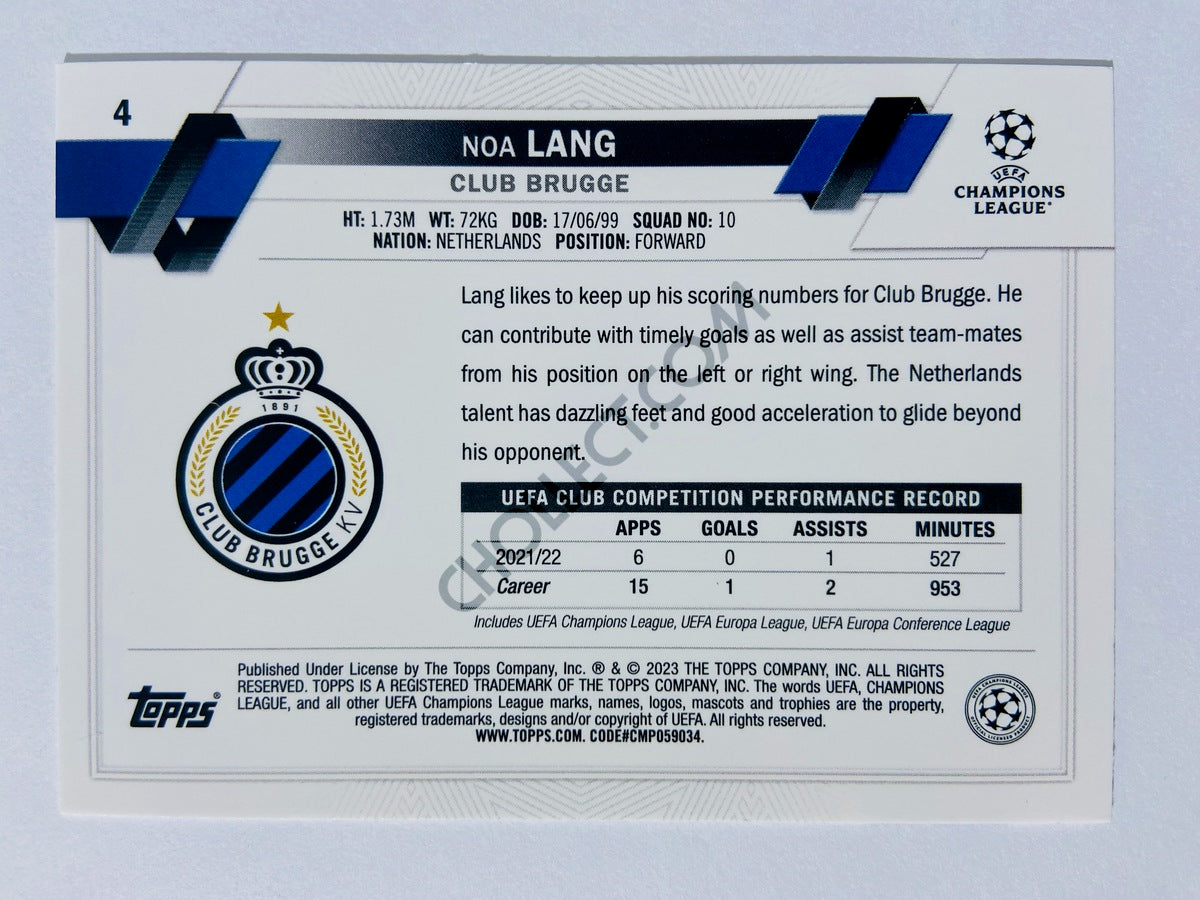 Noa Lang - Club Brugge 2022-23 Topps UEFA Club Competitions #4