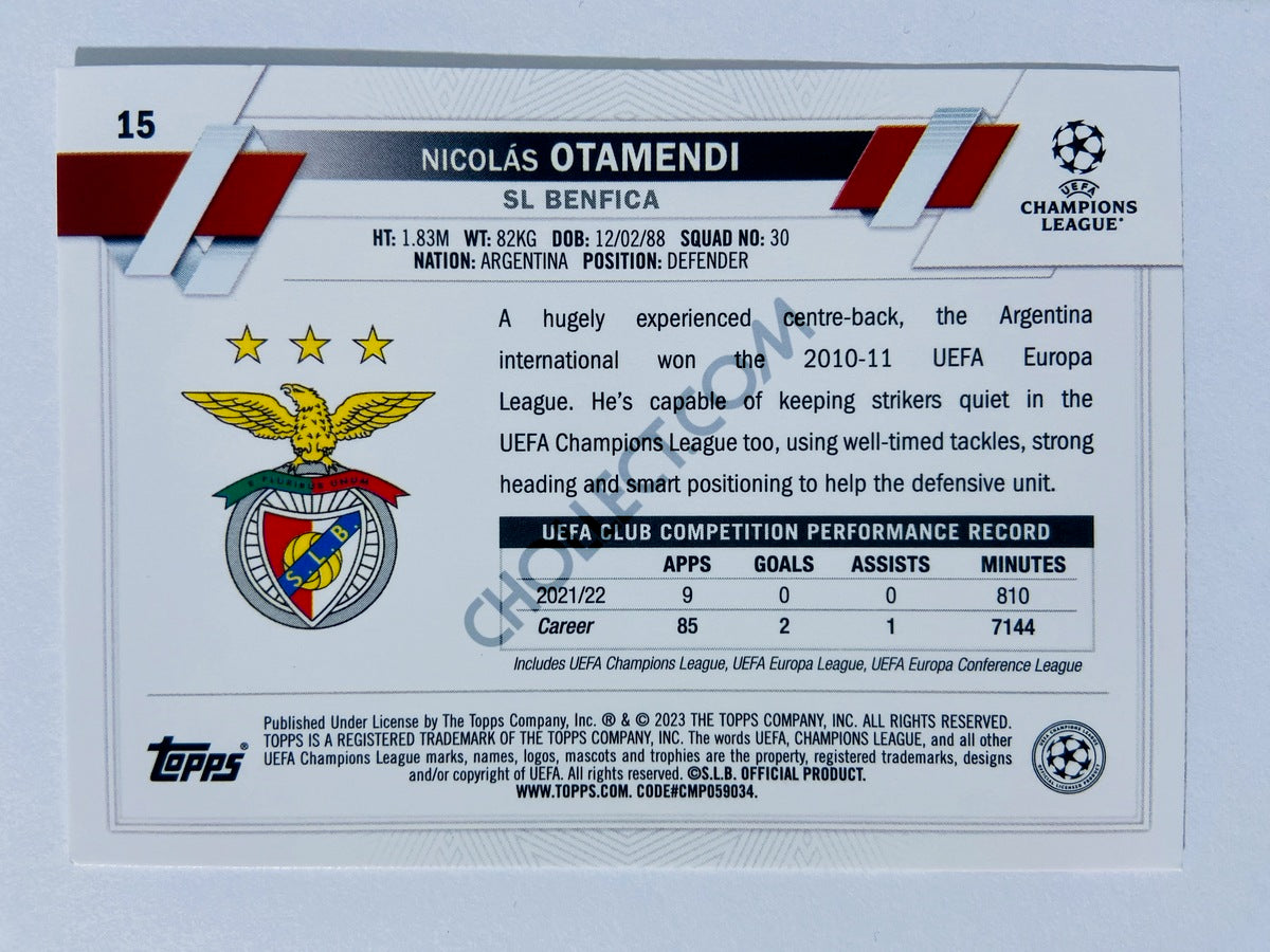 Nicolas Otamendi - SL Benfica 2022-23 Topps UEFA Club Competitions #15