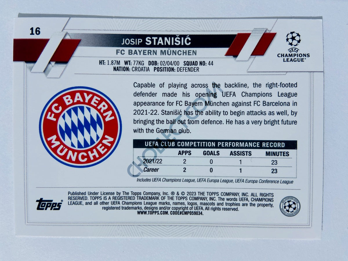 Josip Stanisic - FC Bayern München 2022-23 Topps UEFA Club Competitions Future Stars #16