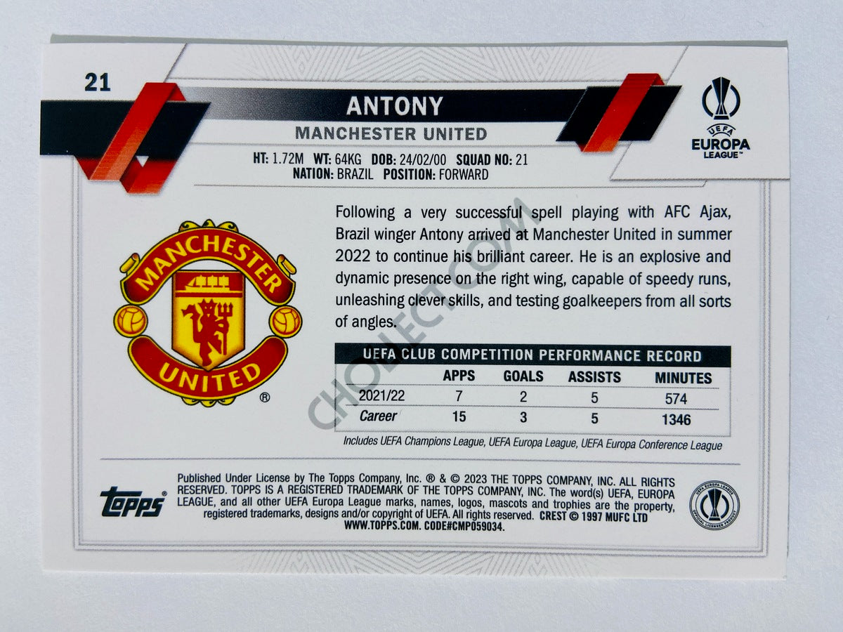 Antony - Manchester United 2022-23 Topps UEFA Club Competitions #21