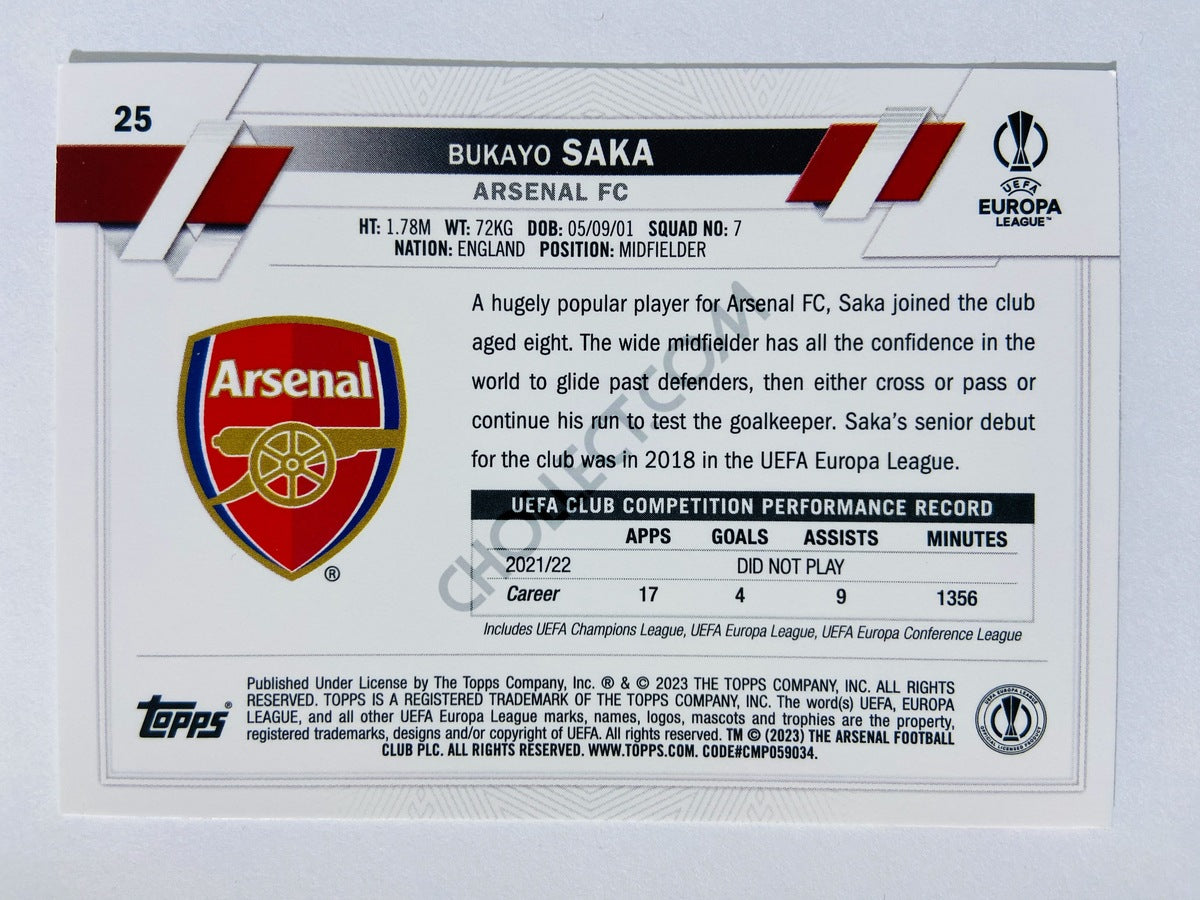 Bukayo Saka - Arsenal FC 2022-23 Topps UEFA Club Competitions #25