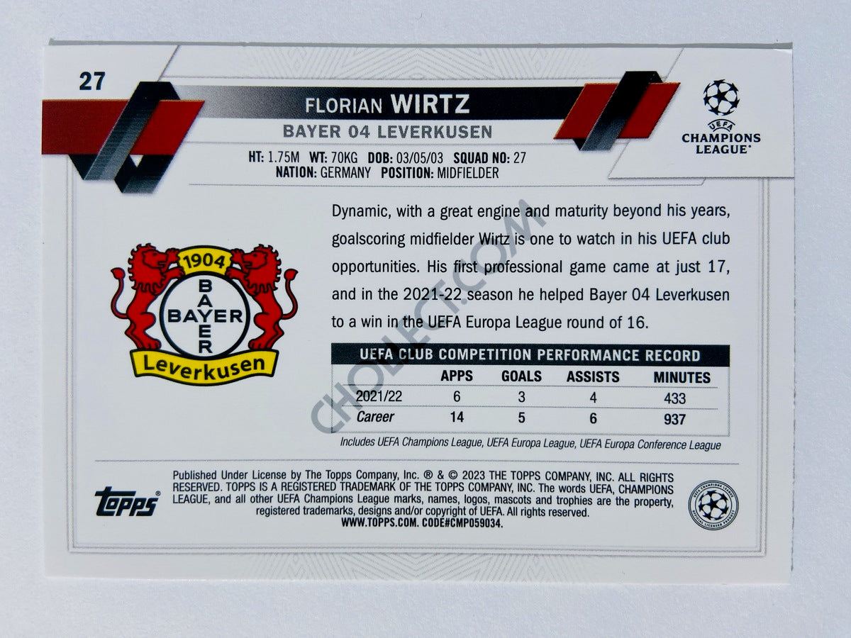 Florian Wirtz - Bayer 04 Leverkusen 2022-23 Topps UEFA Club Competitions #27