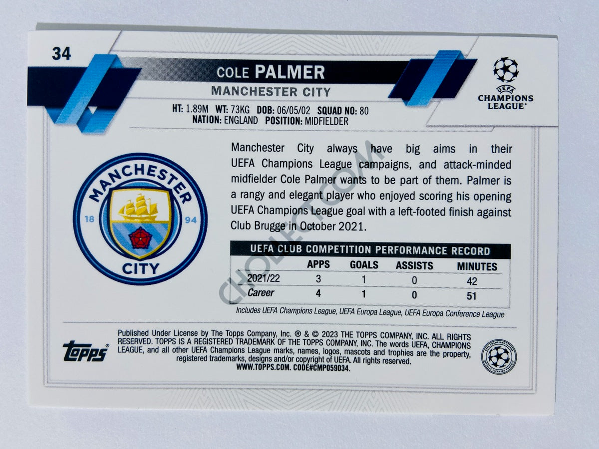 Cole Palmer - Manchester City 2022-23 Topps UEFA Club Competitions #34