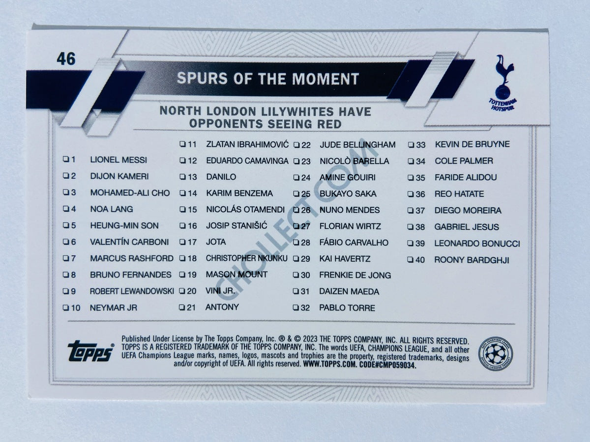 Spurs of the Moment - Tottenham Hotspur 2022-23 Topps UEFA Club Competitions #46