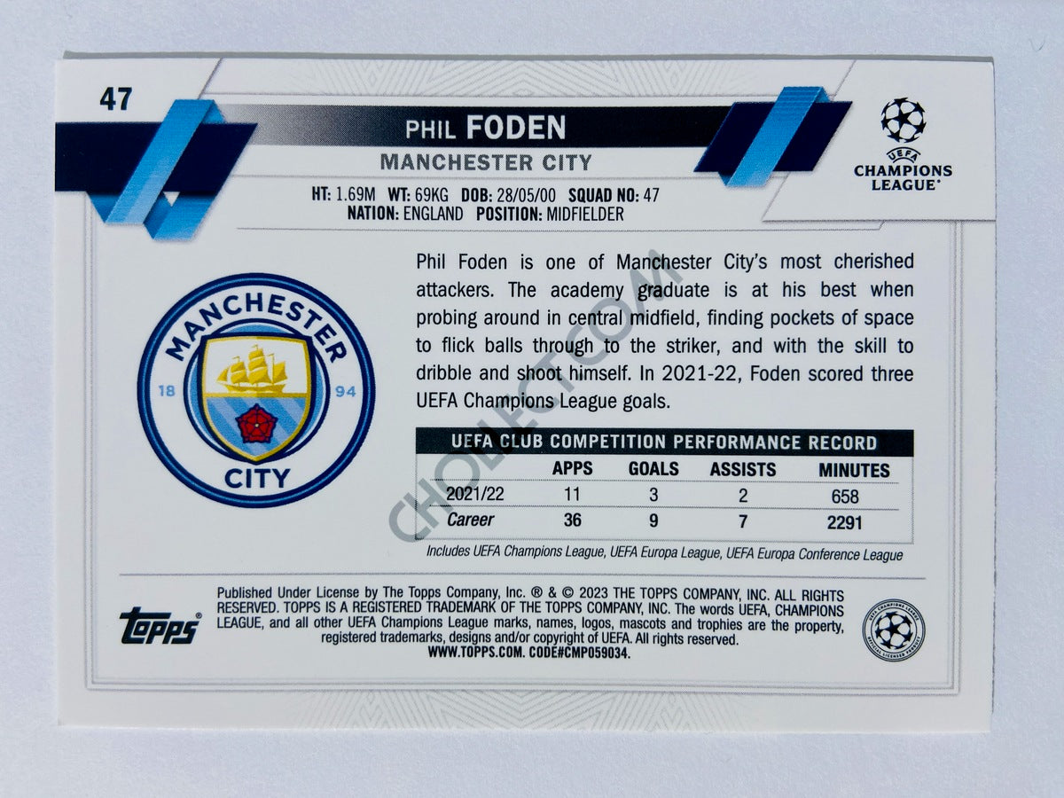 Phil Foden - Manchester City 2022-23 Topps UEFA Club Competitions #47