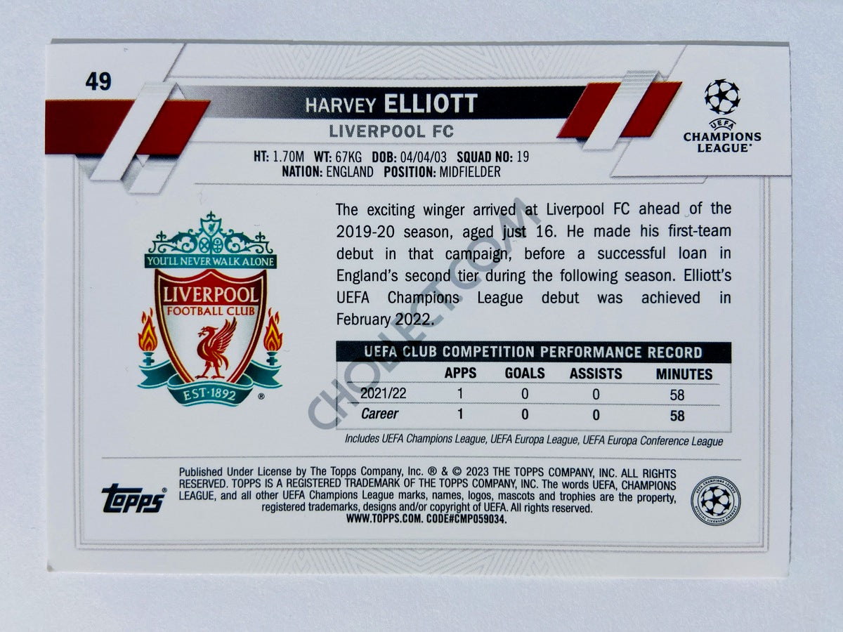 Harvey Elliott - Liverpool FC 2022-23 Topps UEFA Club Competitions #49