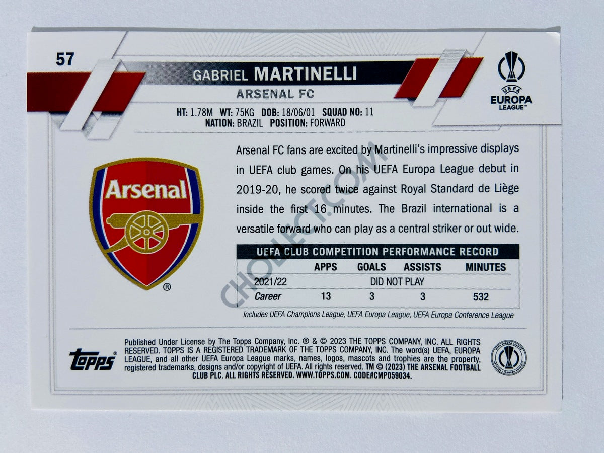 Gabriel Martinelli - Arsenal FC 2022-23 Topps UEFA Club Competitions #57