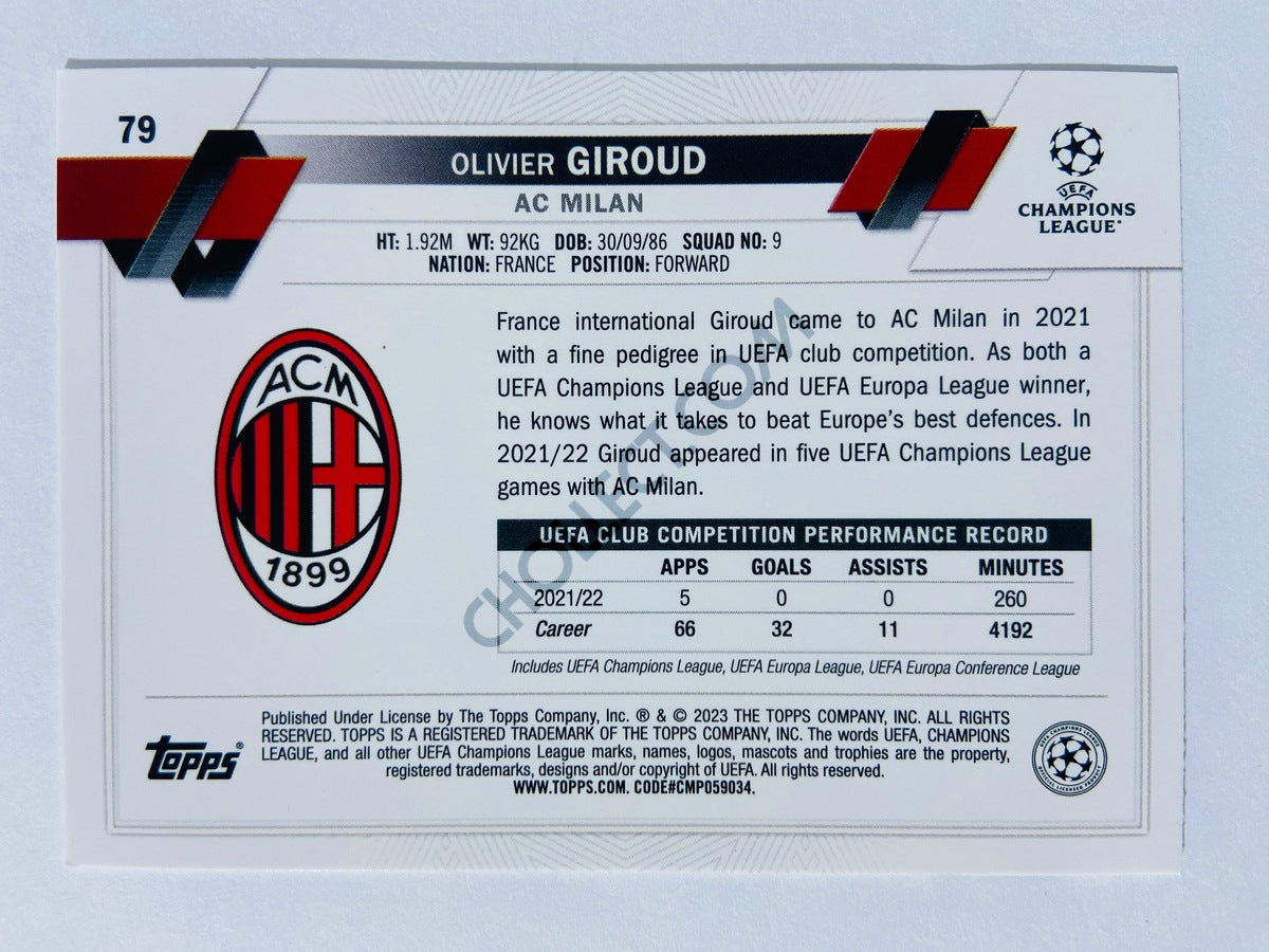 Olivier Giroud - AC Milan 2022-23 Topps UEFA Club Competitions #79