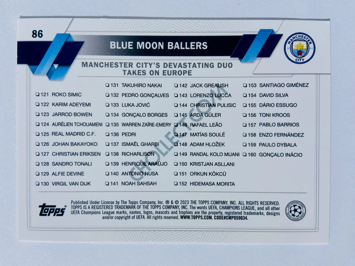 Blue Moon Ballers - Manchester City 2022-23 Topps UEFA Club Competitions #86