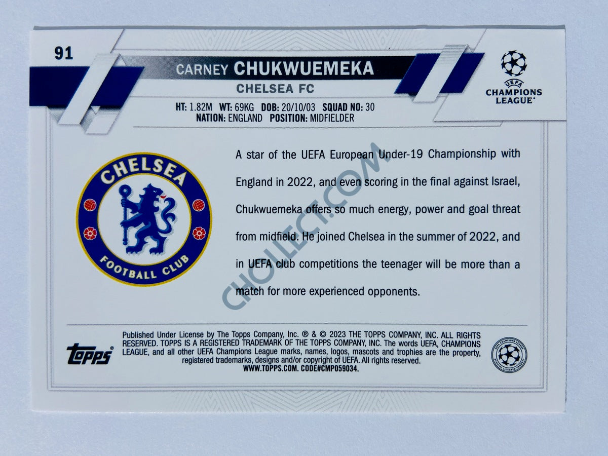 Carney Chukwuemeka - Chelsea FC 2022-23 Topps UEFA Club Competitions #91