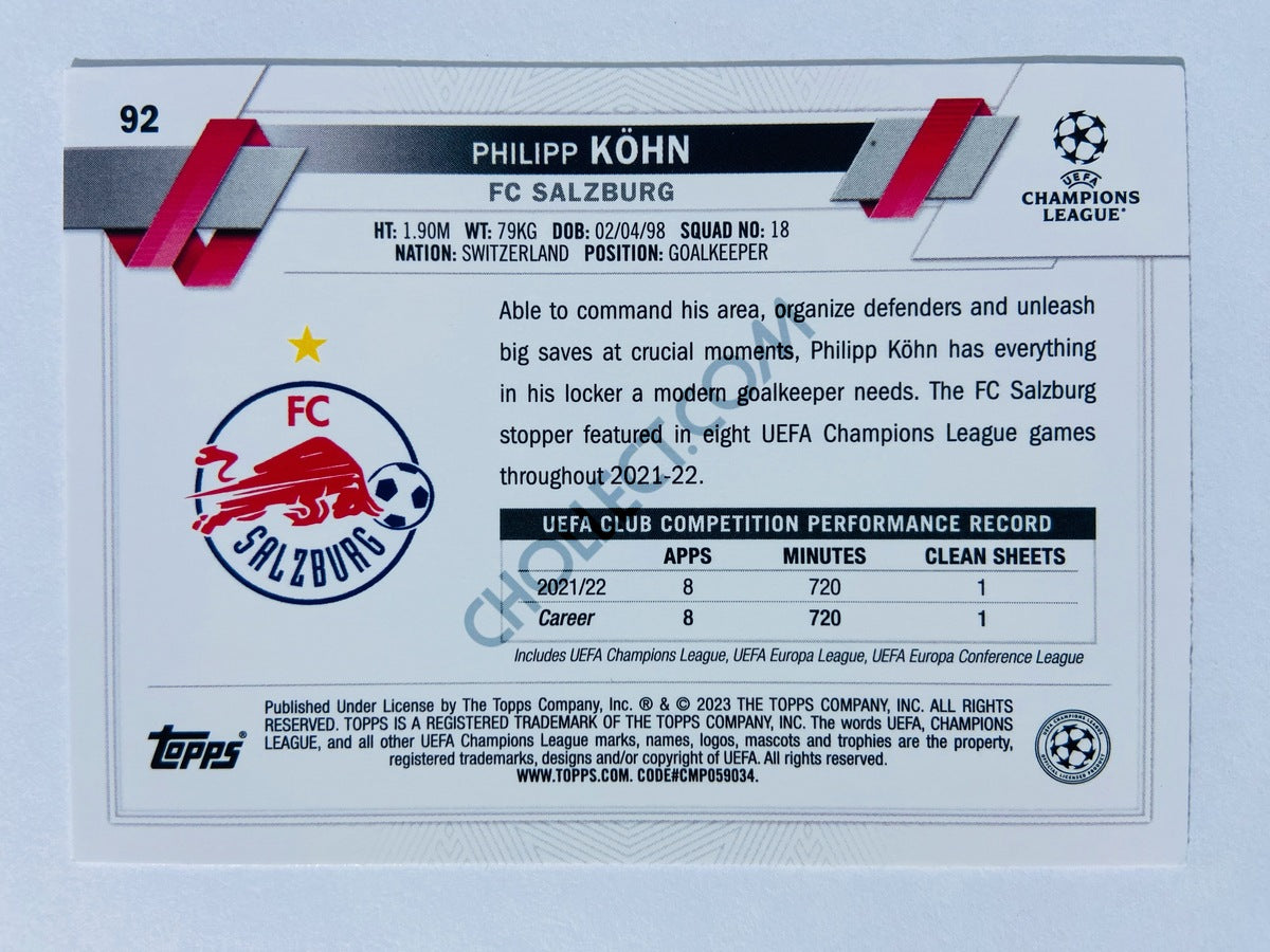 Philipp Köhn - FC Salzburg 2022-23 Topps UEFA Club Competitions #92