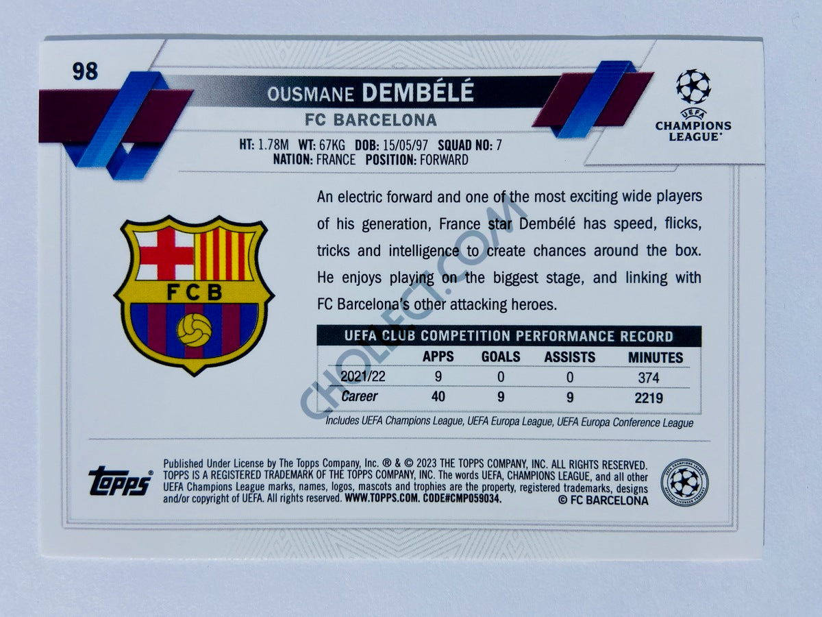 Ousmane Dembele - FC Barcelona 2022-23 Topps UEFA Club Competitions #98