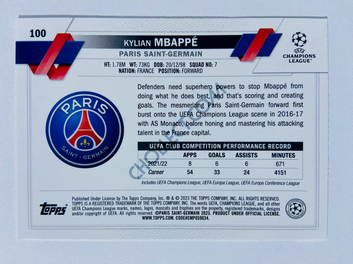 Kylian Mbappe - Paris Saint-Germain 2022-23 Topps UEFA Club Competitions #100