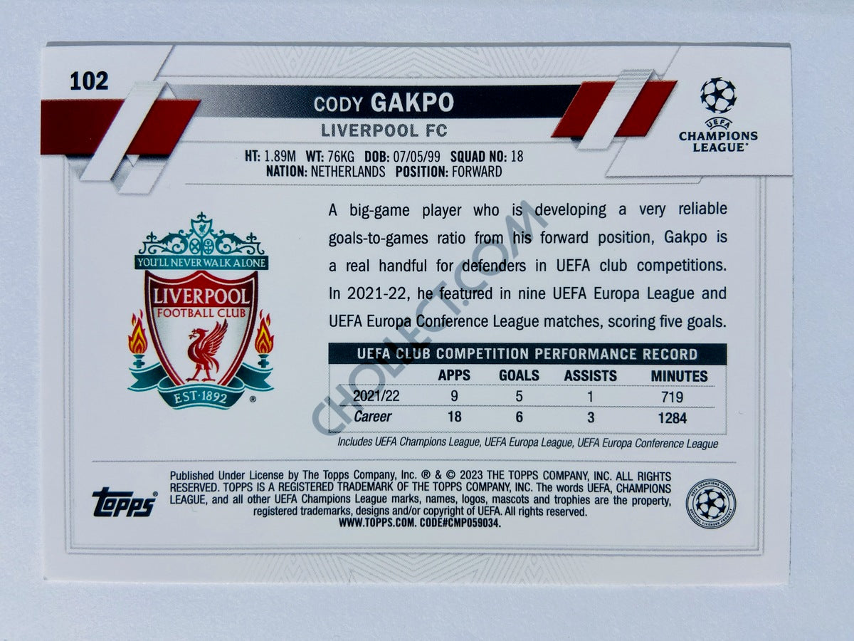 Cody Gakpo - Liverpool FC 2022-23 Topps UEFA Club Competitions #102