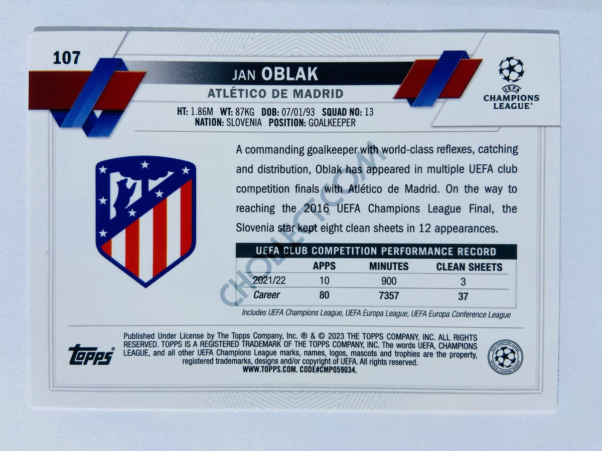 Jan Oblak - Atlético de Madrid 2022-23 Topps UEFA Club Competitions #107