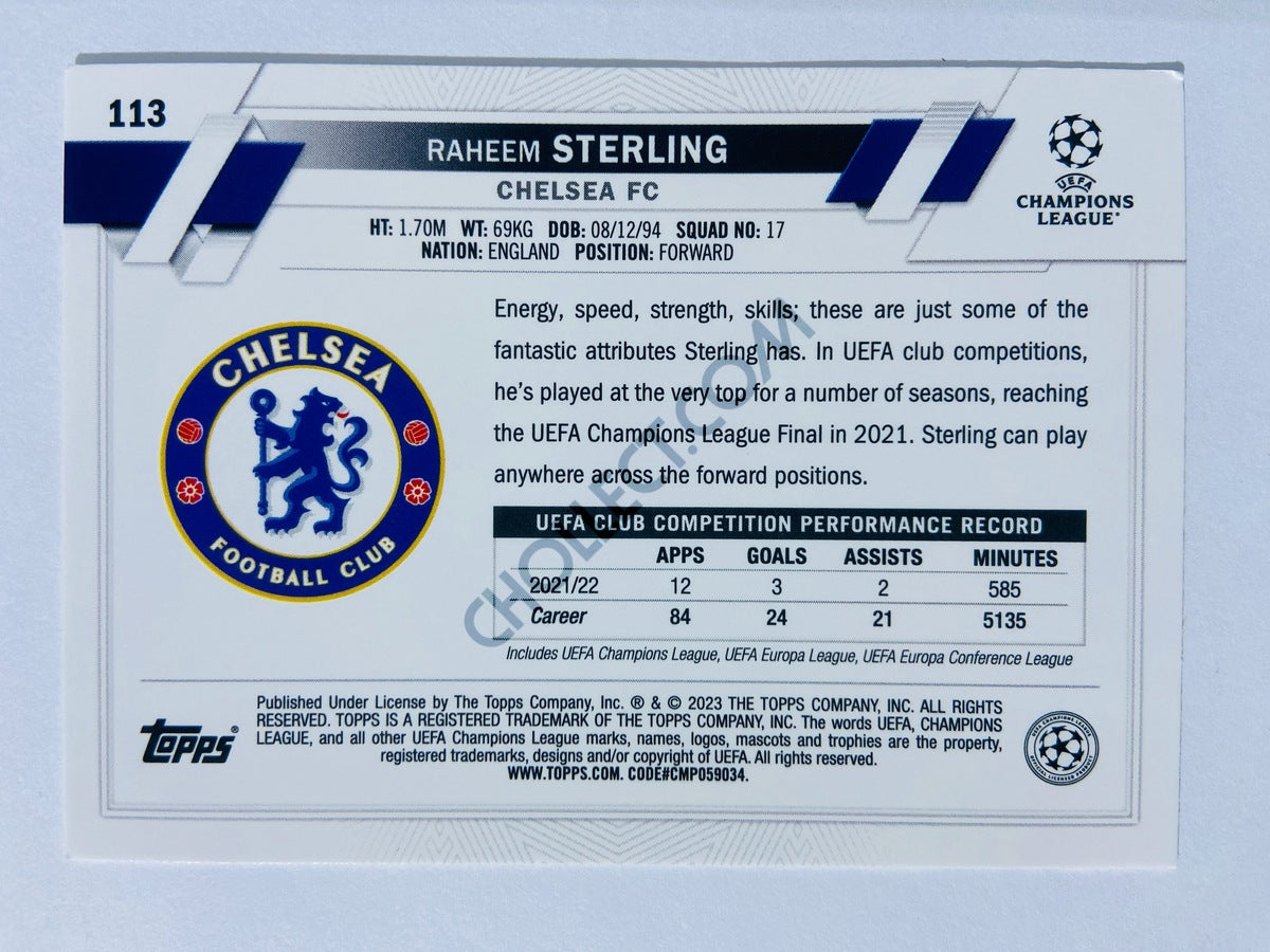 Raheem Sterling - Chelsea FC 2022-23 Topps UEFA Club Competitions #113