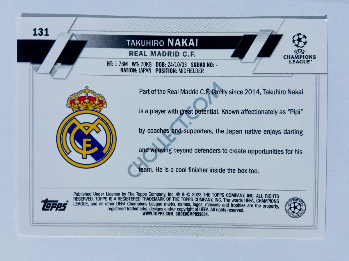 Takuhiro Nakai - Real Madrid C.F. 2022-23 Topps UEFA Club Competitions Future Stars #131