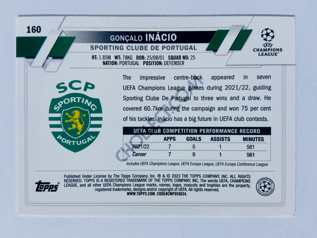 Goncalo Inacio - Sporting Clube De Portugal 2022-23 Topps UEFA Club Competitions Future Stars #160