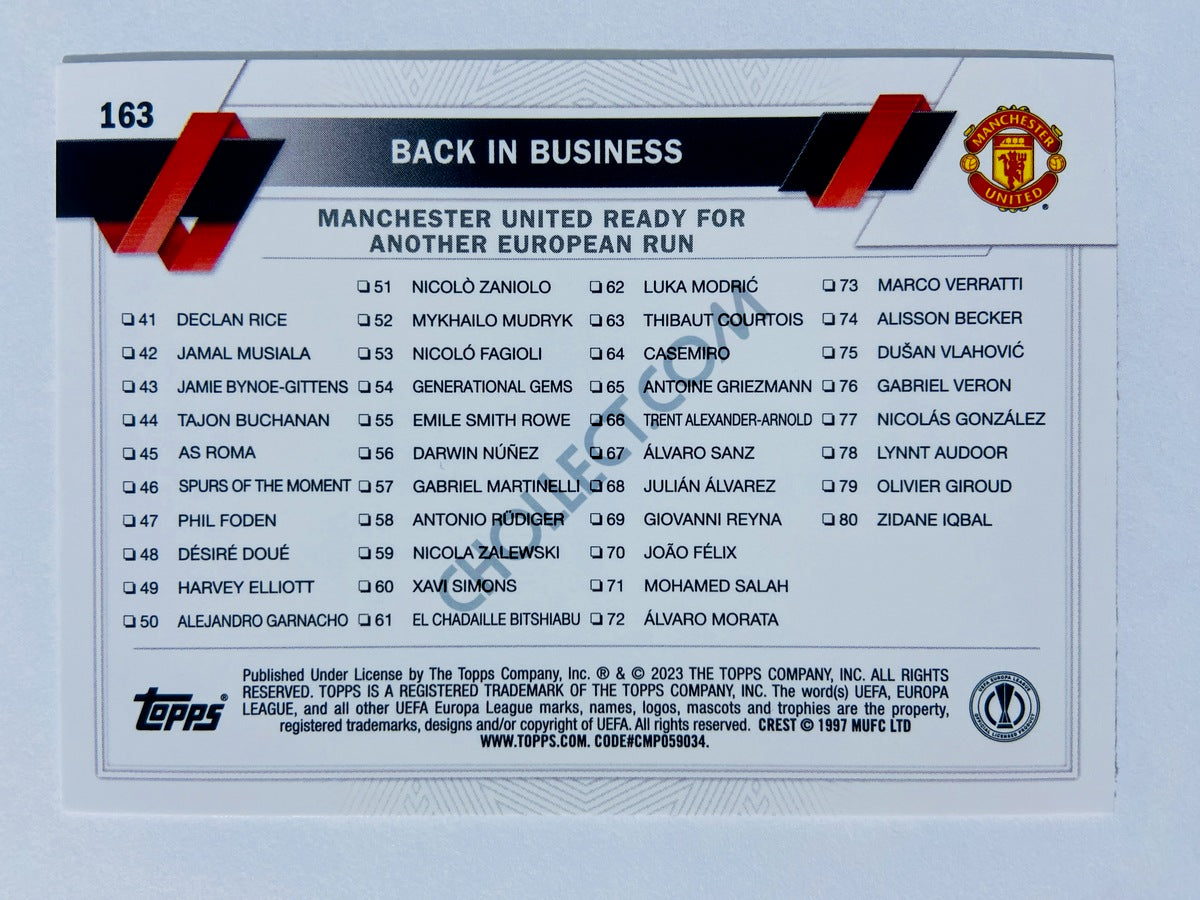 Back in Business - Manchester United 2022-23 Topps UEFA Club Competitions #163