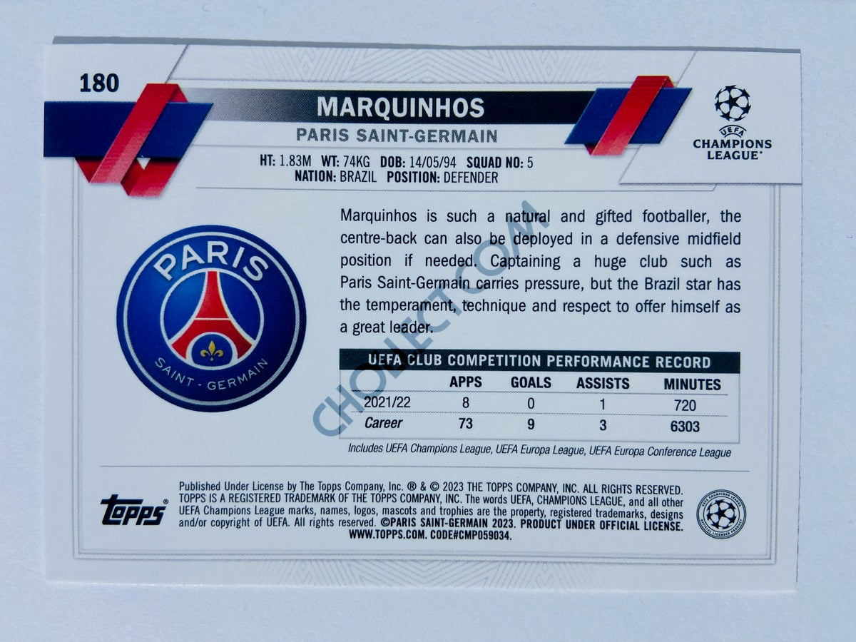 Marquinhos - Paris Saint-Germain 2022-23 Topps UEFA Club Competitions #180