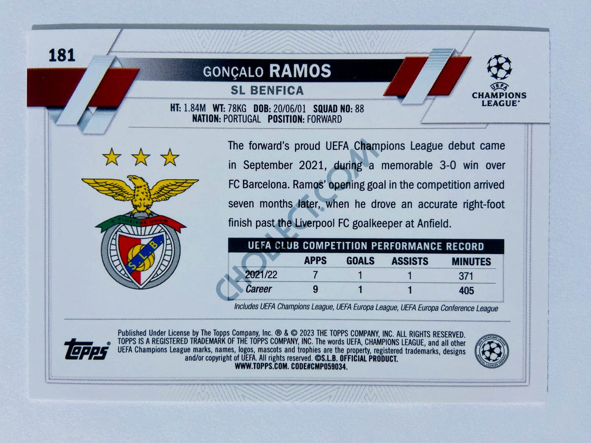 Goncalo Ramos - SL Benfica 2022-23 Topps UEFA Club Competitions #181