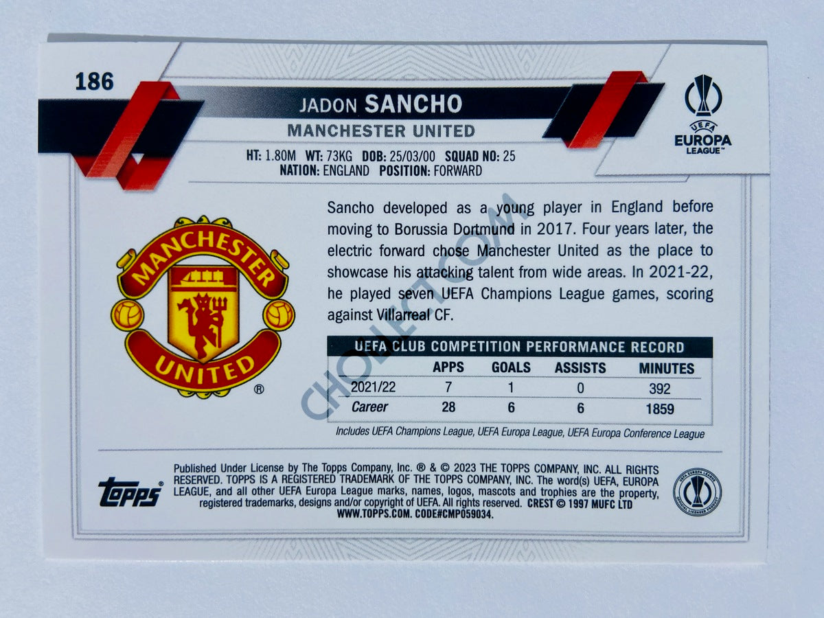 Jadon Sancho - Manchester United 2022-23 Topps UEFA Club Competitions #186