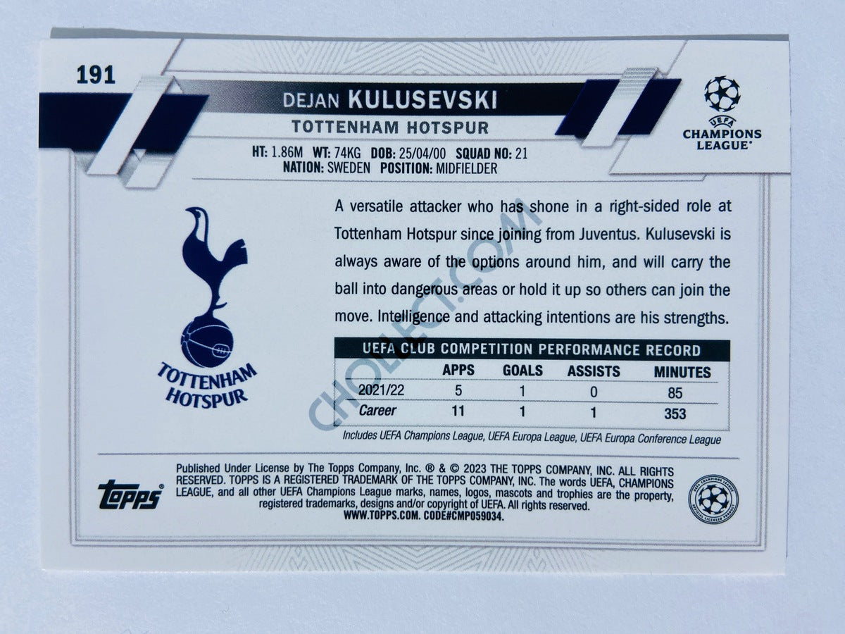 Dejan Kulusevski - Tottenham Hotspur 2022-23 Topps UEFA Club Competitions #191