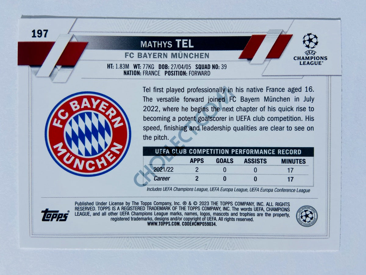 Mathys Tel - FC Bayern München 2022-23 Topps UEFA Club Competitions Future Stars #197