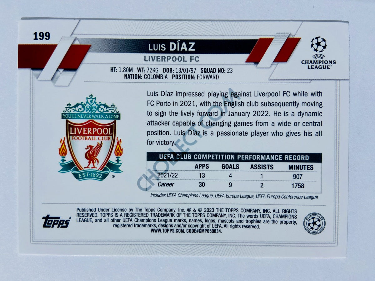 Luis Diaz - Liverpool FC 2022-23 Topps UEFA Club Competitions #199