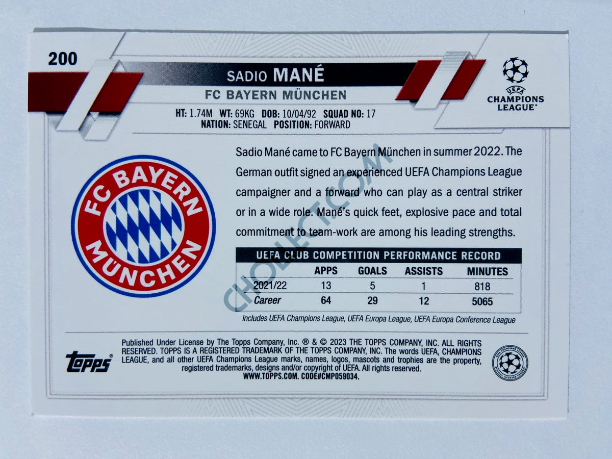 Sadio Mane - FC Bayern München 2022-23 Topps UEFA Club Competitions #200