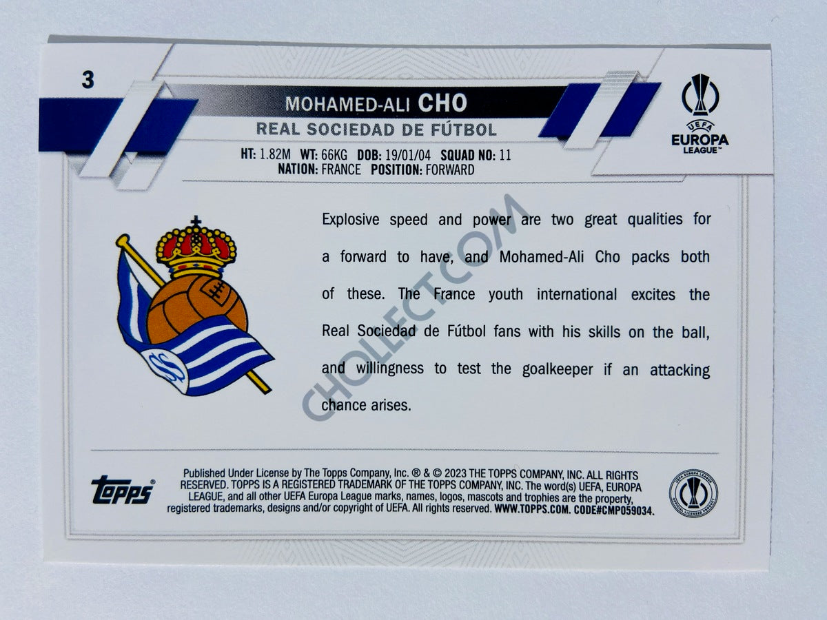 Mohamed-Ali Cho - Real Sociedad de Fútbol 2022-23 Topps UEFA Club Competitions RC Rookie #3