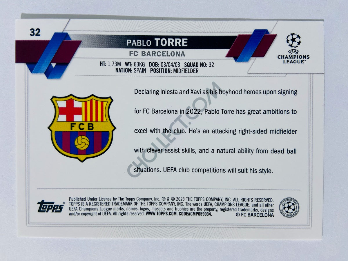 Pablo Torre - FC Barcelona 2022-23 Topps UEFA Club Competitions RC Rookie #32