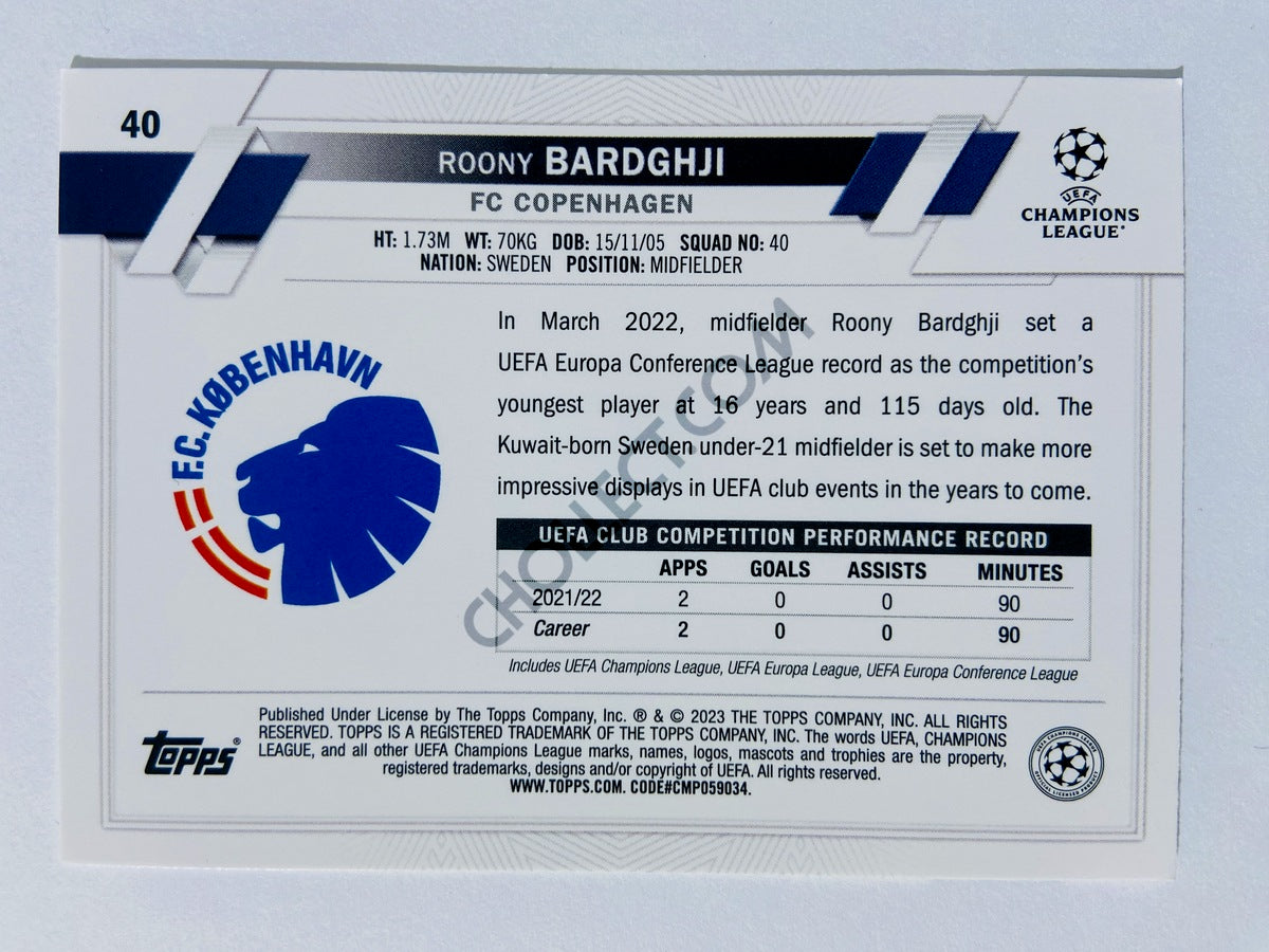 Roony Bardghji - FC Copenhagen 2022-23 Topps UEFA Club Competitions RC Rookie #40