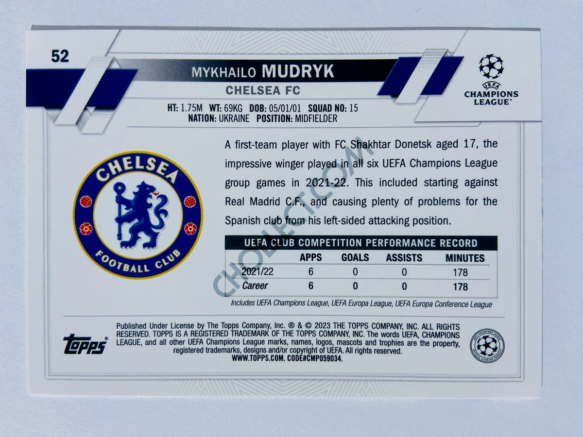 Mykhailo Mudryk - Chelsea FC 2022-23 Topps UEFA Club Competitions RC Rookie #52