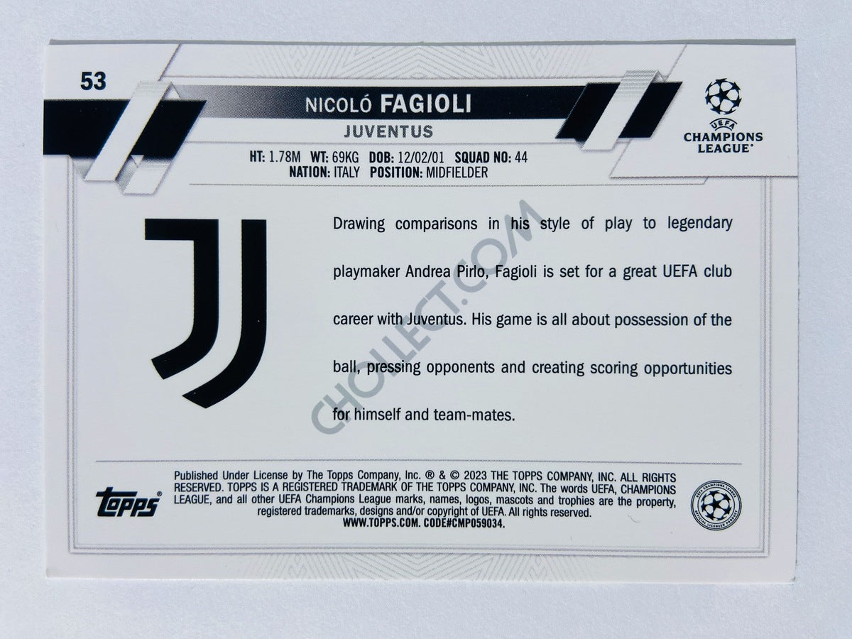 Nicolo Fagioli - Juventus 2022-23 Topps UEFA Club Competitions RC Rookie #53