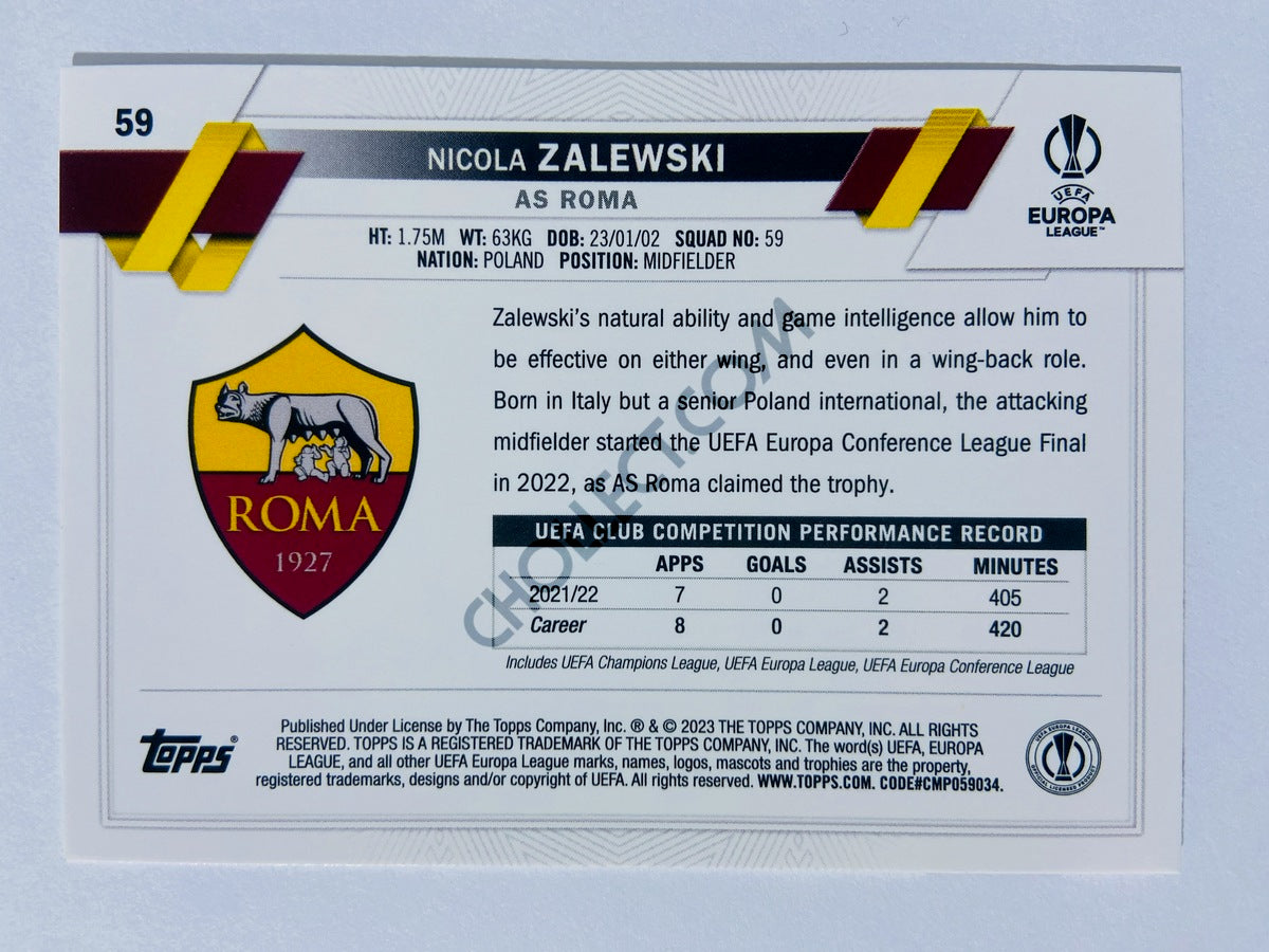 Nicola Zalewski - AS Roma 2022-23 Topps UEFA Club Competitions RC Rookie #59