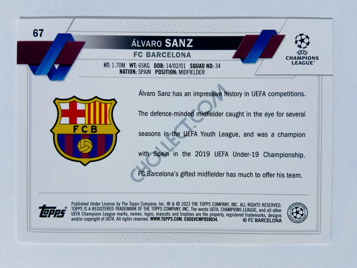 Alvaro Sanz - FC Barcelona 2022-23 Topps UEFA Club Competitions RC Rookie #67