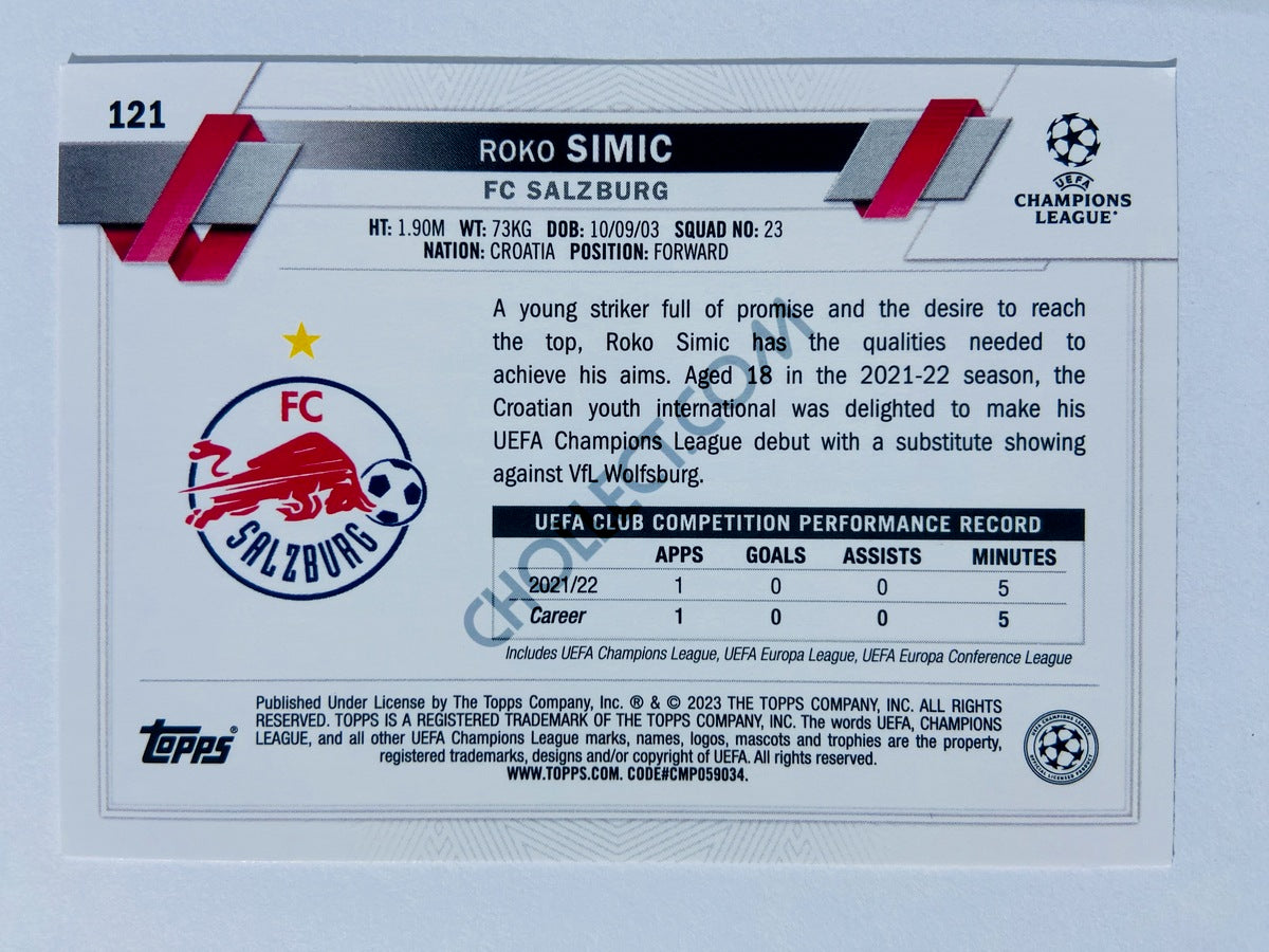 Roko Simic - FC Salzburg 2022-23 Topps UEFA Club Competitions RC Rookie #121